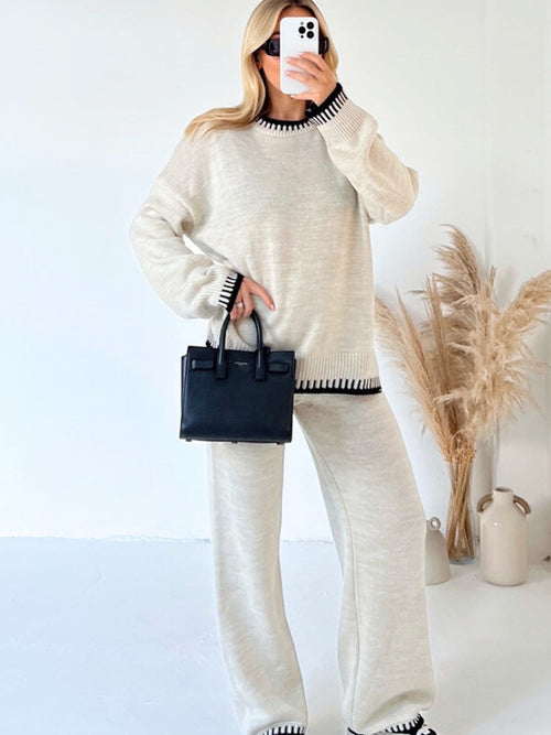 Gebreide Set | Tweedelige Dames Set met Trui en Broek | EVI
