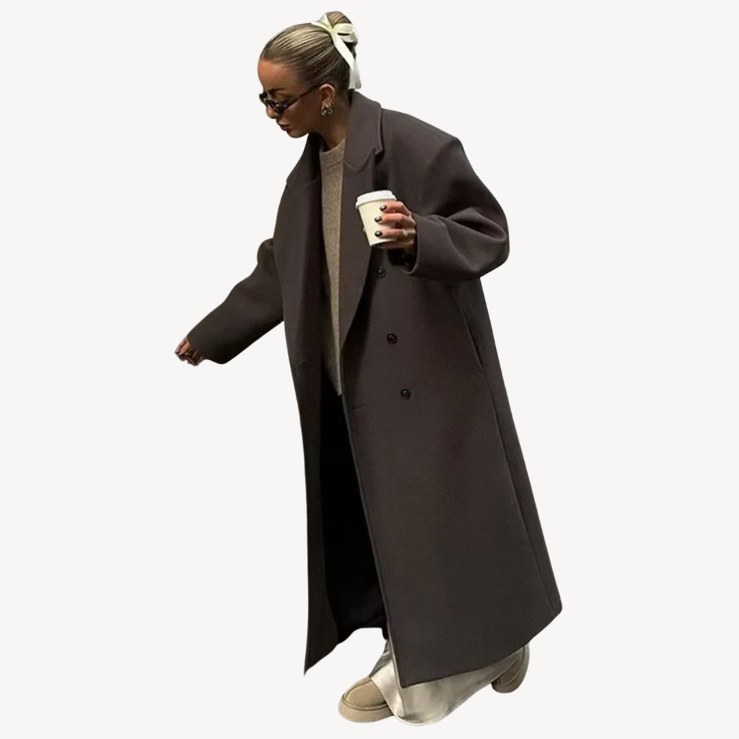 Wollen Lange Jas Dames | Wool Blend Coat met Knoopsluiting | VEER