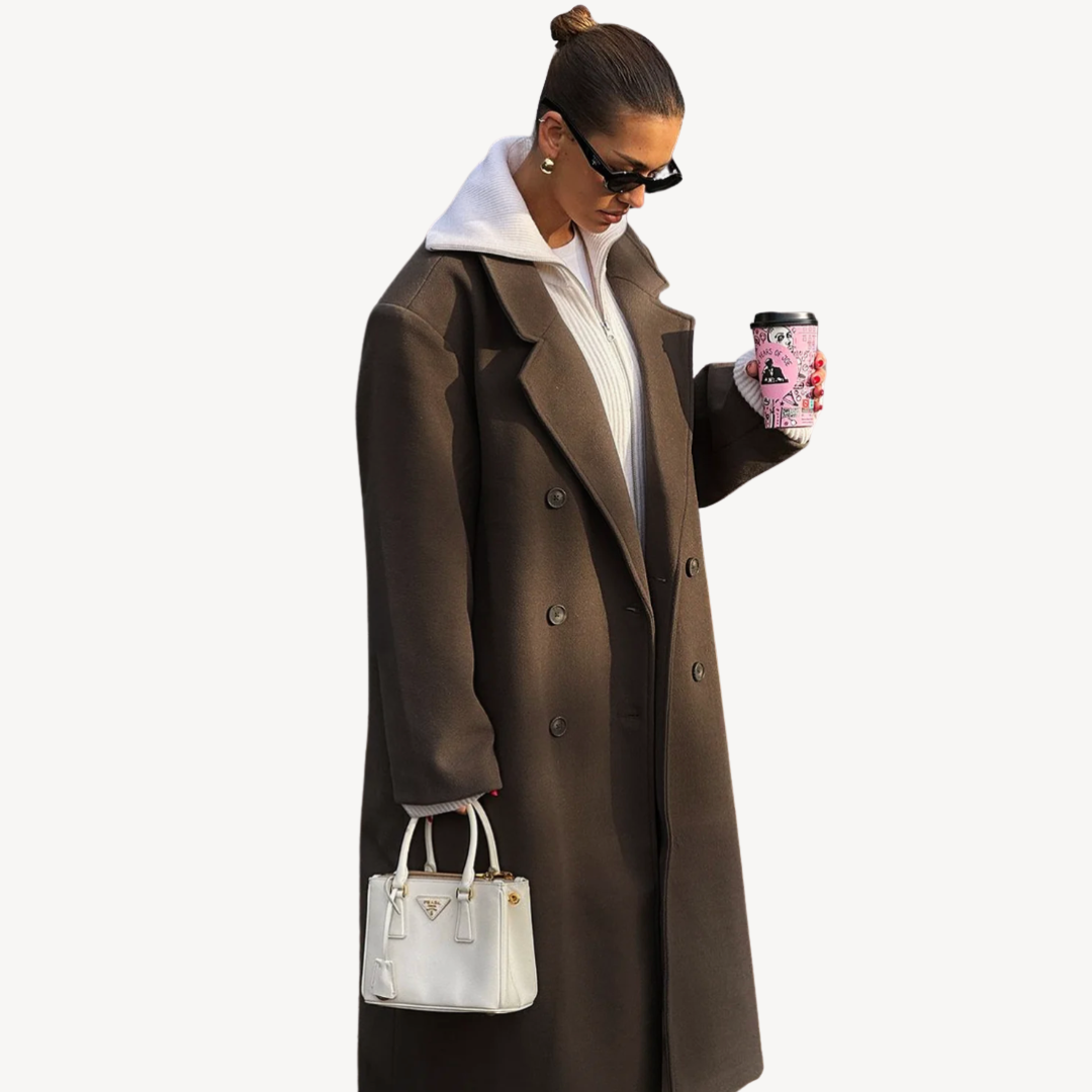 Wollen Lange Jas Dames | Wool Blend Coat met Knoopsluiting | VEER