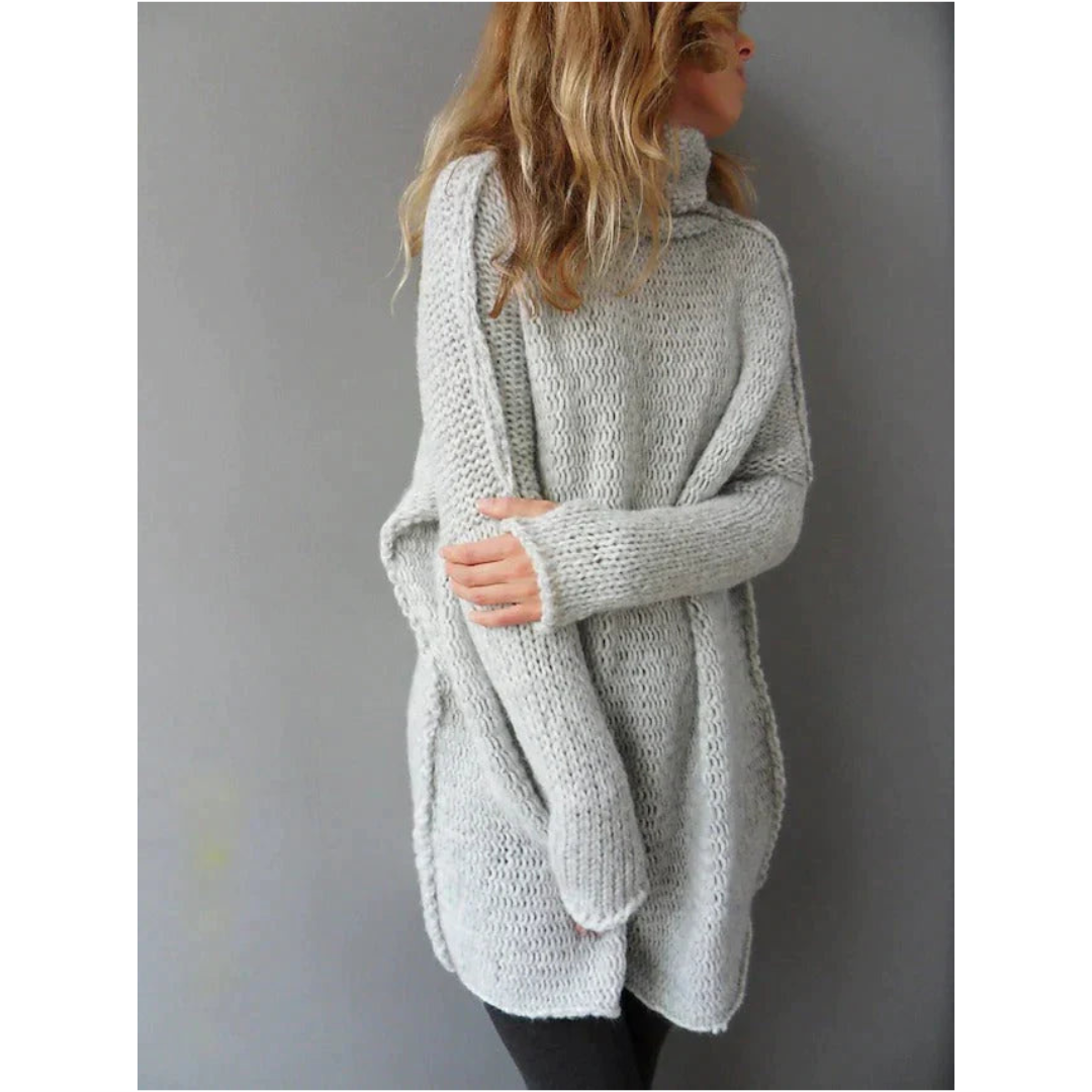 Gebreide trui | Oversized wollen trui met hoge hals tuniek lengte | LIVA