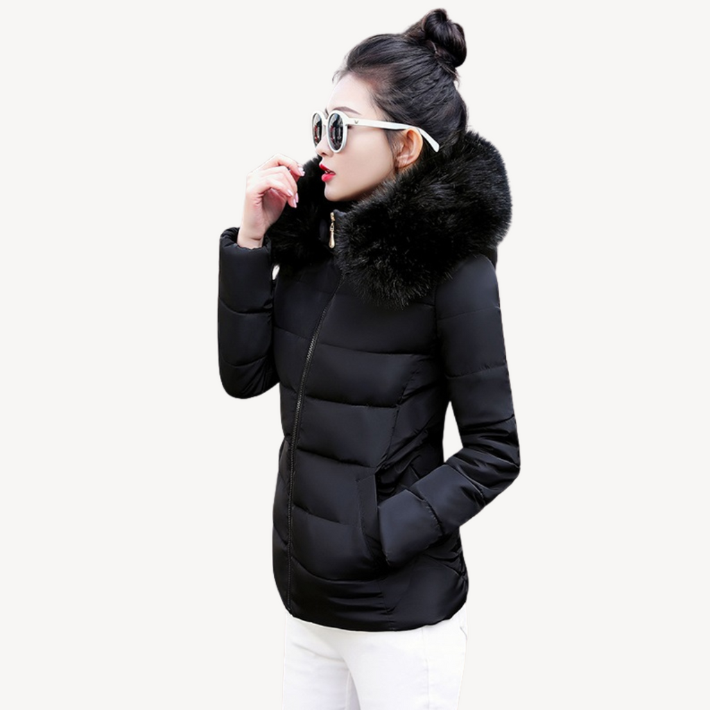 Puffer Jas Dames | Korte Winterjas met Imitatiebont Kraag | LORI