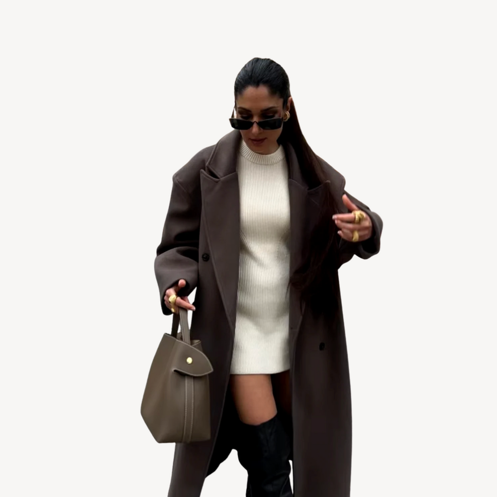 Wollen Lange Jas Dames | Wool Blend Coat met Knoopsluiting | VEER