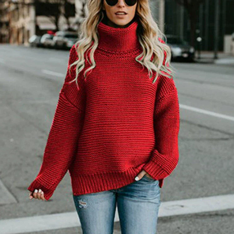 Trui | Oversized knit met ribstructuur en hoge hals | NOOR