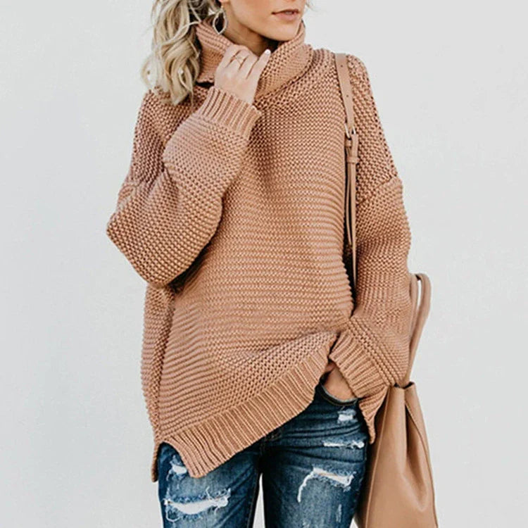 Trui | Oversized knit met ribstructuur en hoge hals | NOOR