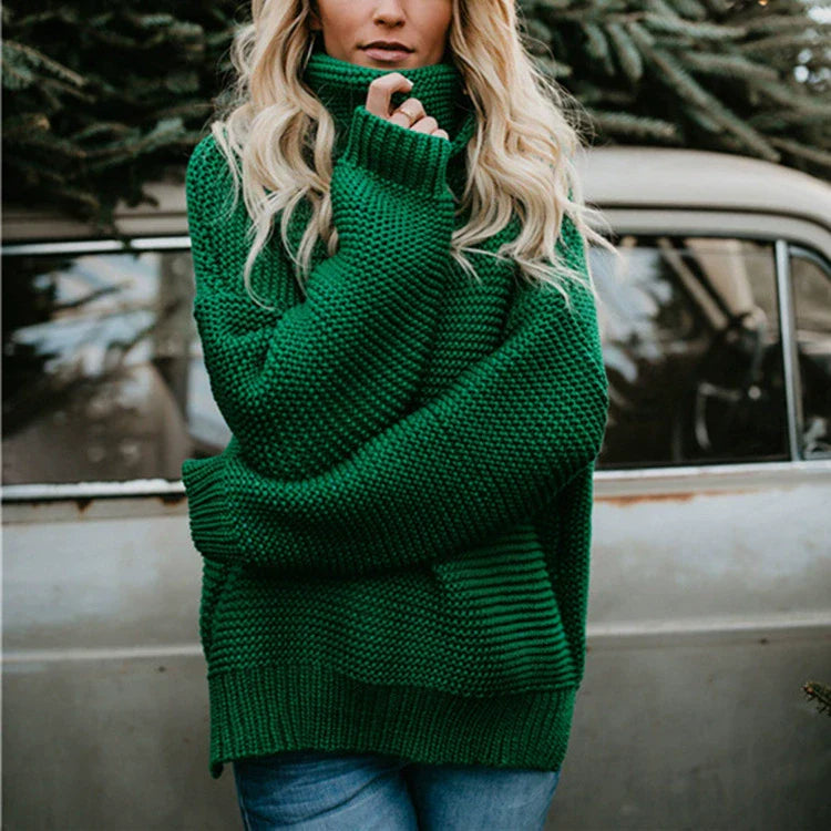 Trui | Oversized knit met ribstructuur en hoge hals | NOOR