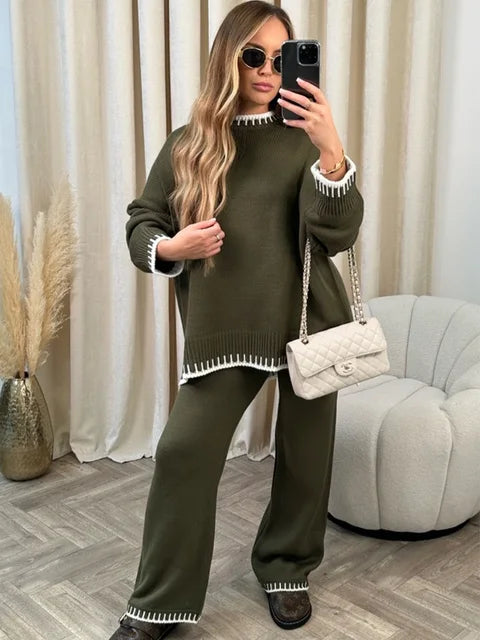 Gebreide Set | Tweedelige Dames Set met Trui en Broek | EVI
