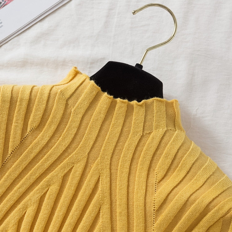 Trui | Dames coltrui met lange mouwen in gebreid design | ELODIE