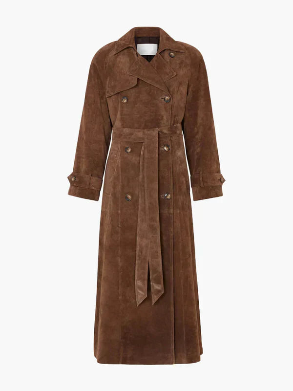 Wildleder Trenchcoat Dames | Luxe Lange Jas in Suède Look | DESE