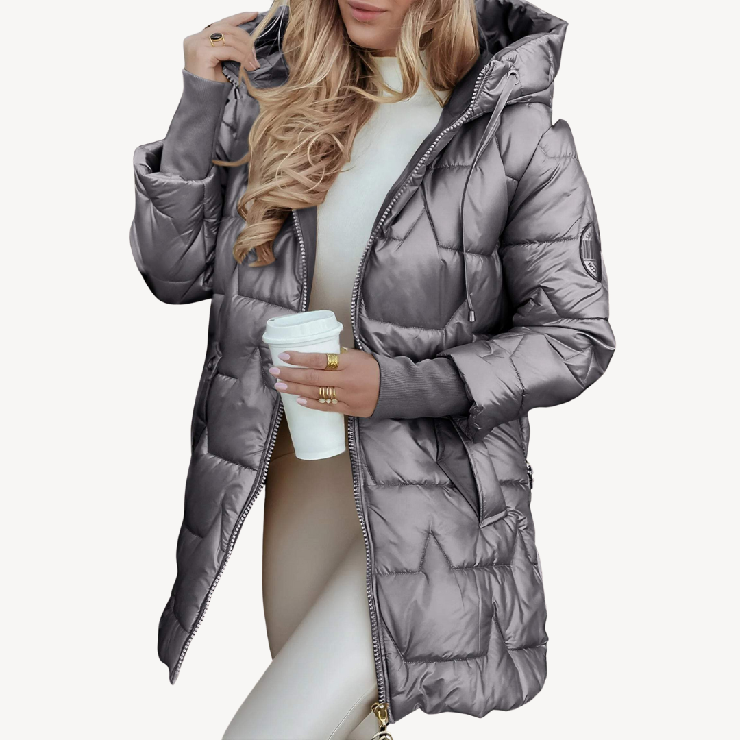 Puffer Coat Dames met Capuchon | Mid-Length Gewatteerde Winterjas | NOLA