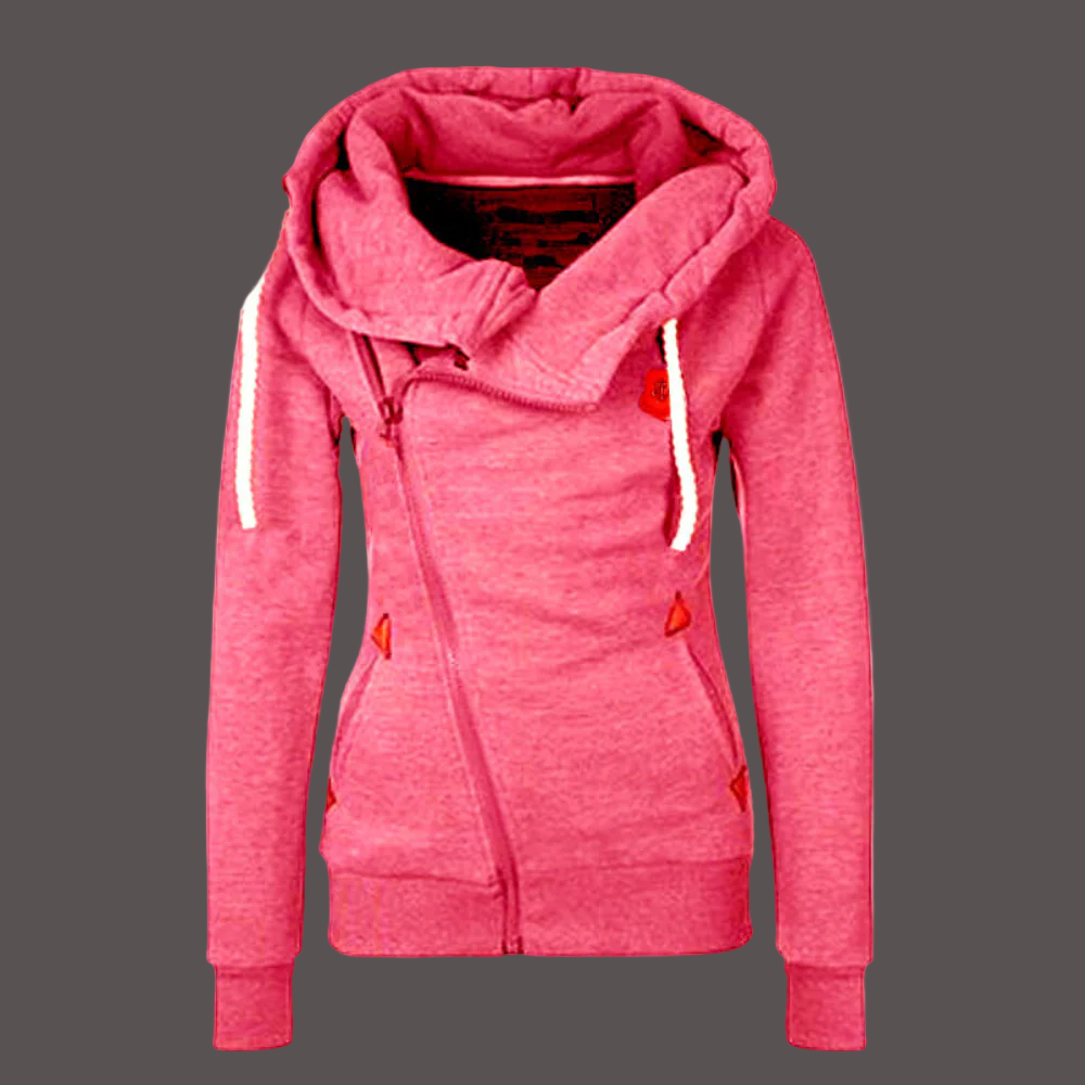 Hoodie jas | Relaxed fit hoodie met asymmetrische rits | LIV