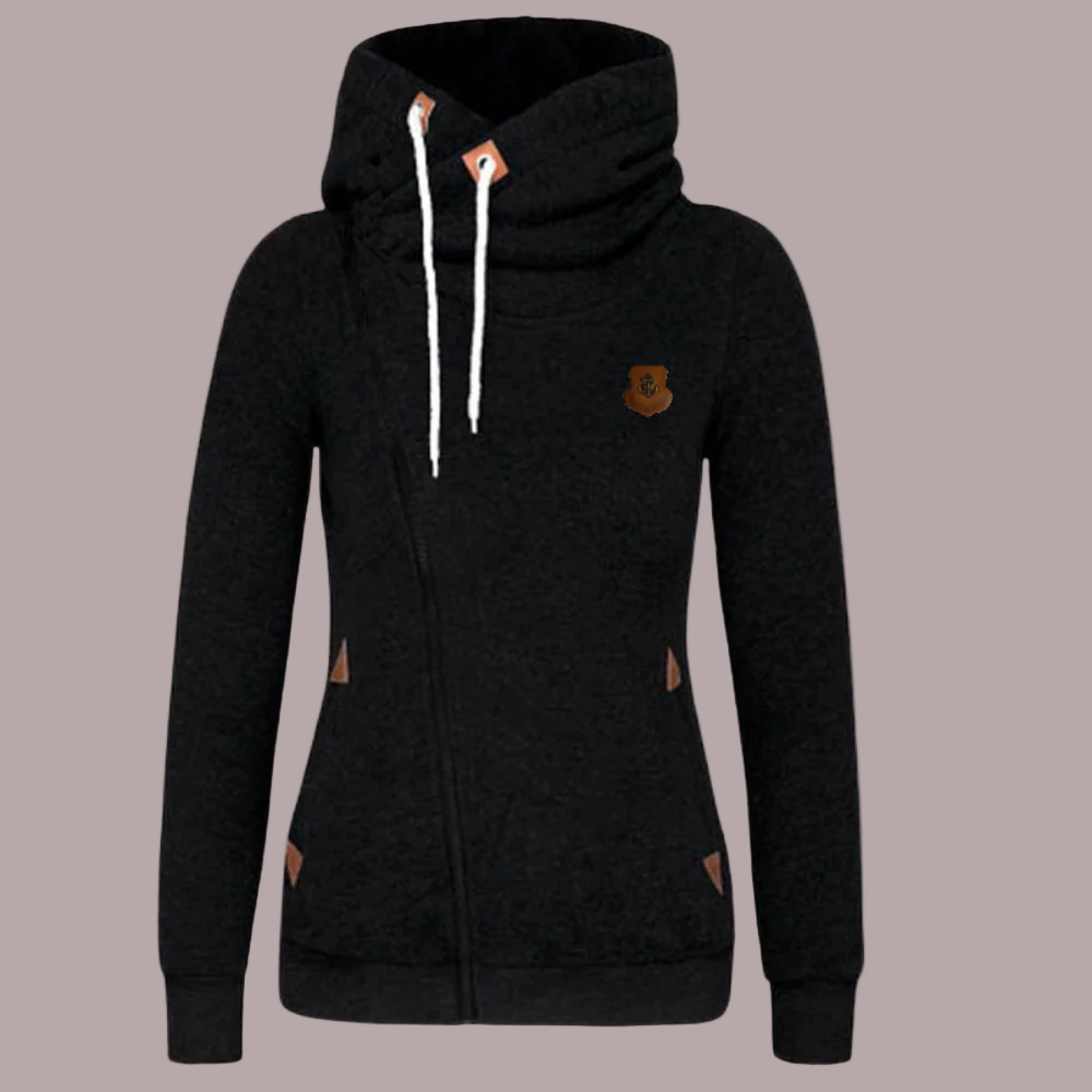 Hoodie jas | Relaxed fit hoodie met asymmetrische rits | LIV