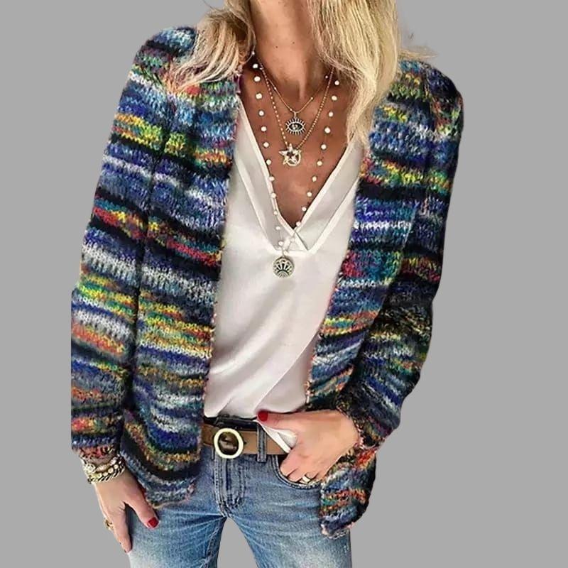 Vest dames | Warme meerkleurige gebreide cardigan | METTE