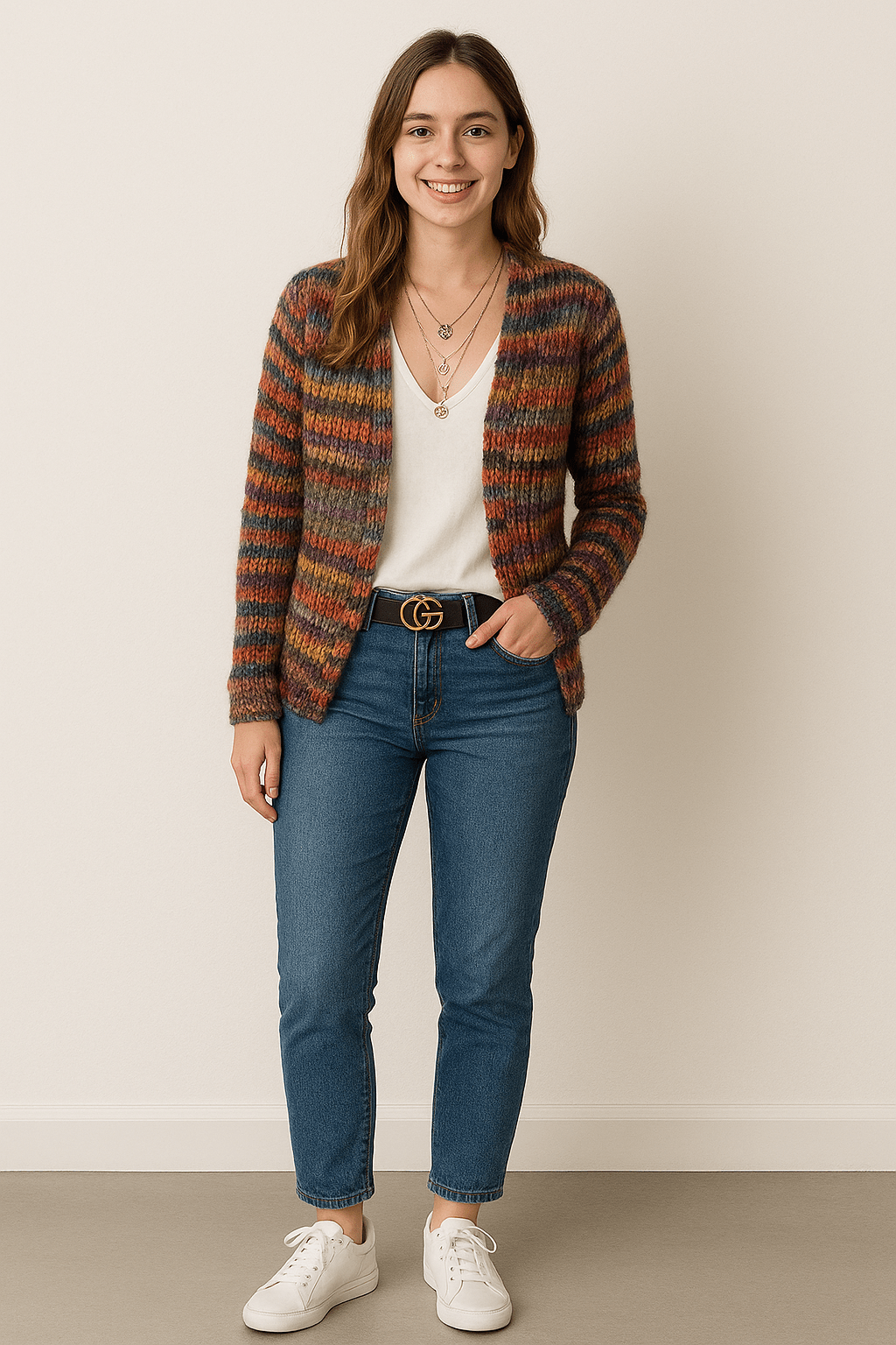 Vest dames | Warme meerkleurige gebreide cardigan | METTE